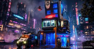 Artikel Neon an, Vorhang auf: Lumibricks Cyberpunk Police HQ & Police Urban Convoy