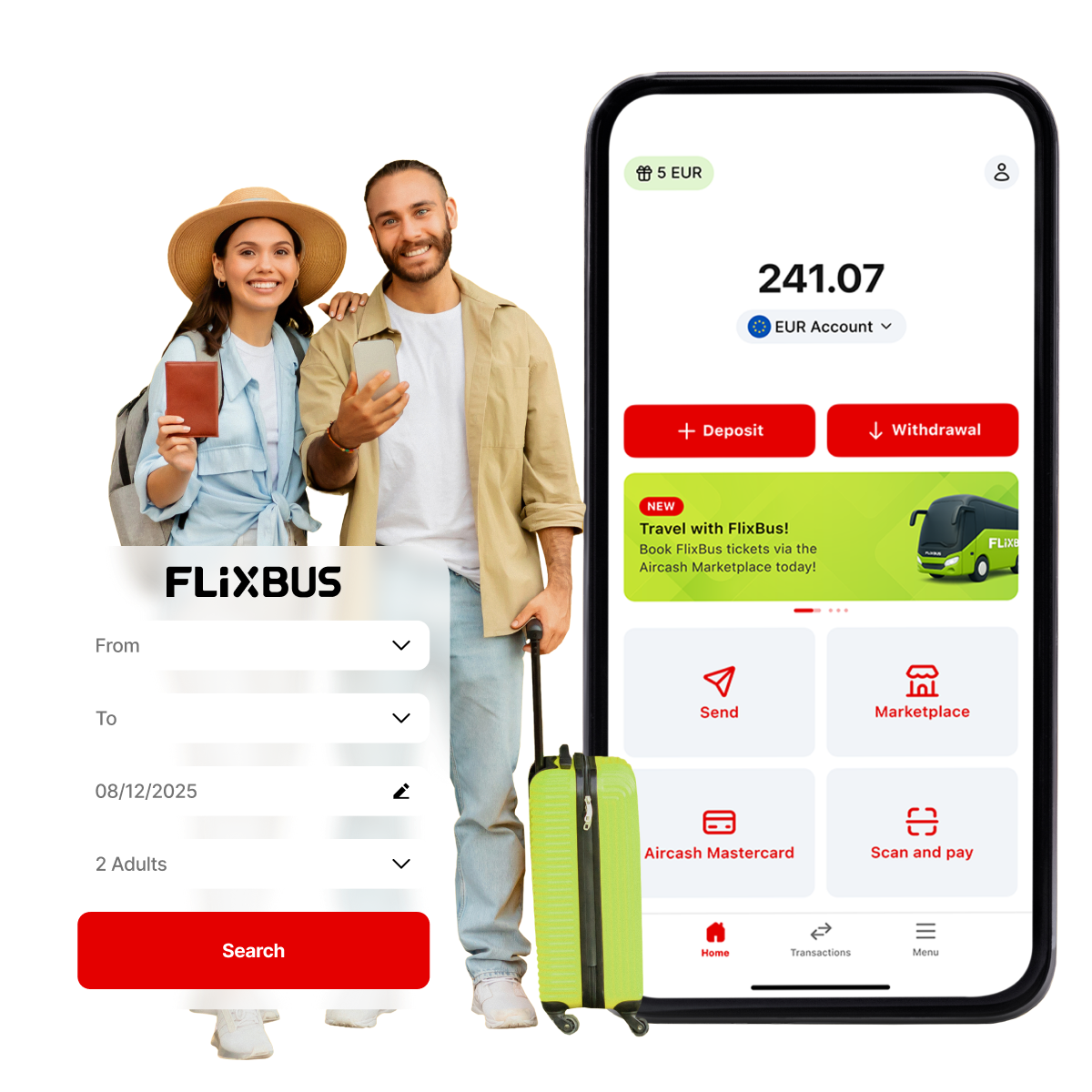 Kupi kartu za FlixBus kroz Aircash aplikaciju.