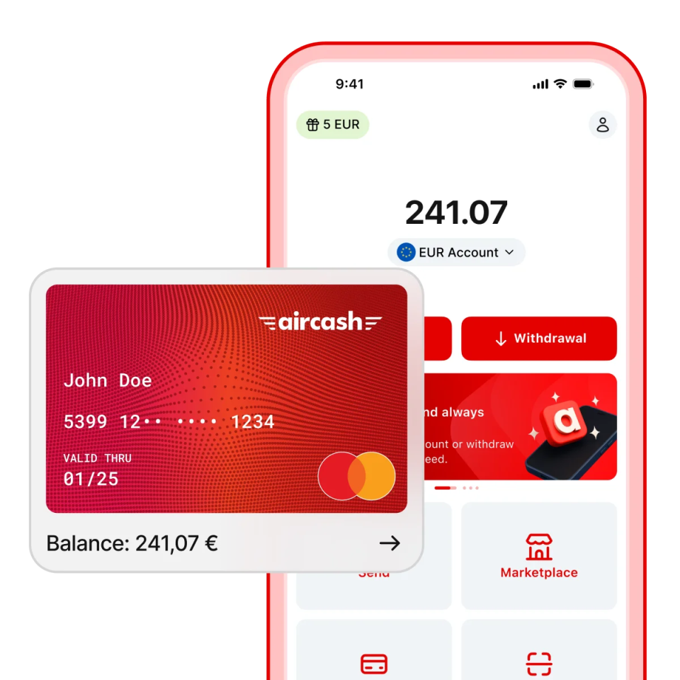 Što sve možeš s Aircash aplikacijom? Uplati novac, pošalji novac, isplati novac, podigni gotovinu, plaćaj usluge, Aircash Mastercard
