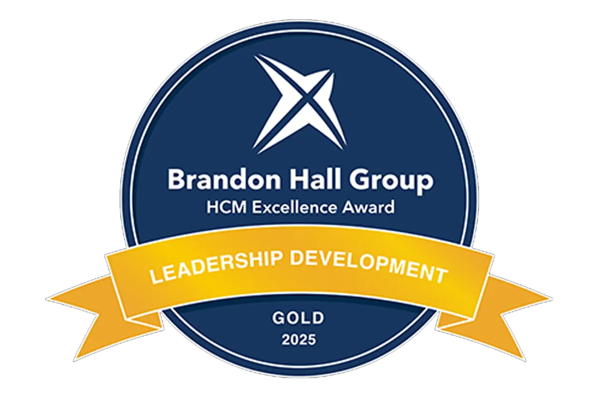 Brandon Hall Group HCM Excellence Award 2025 badge for Leadership Development, Gold level.