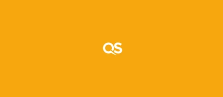 Orange background with a white "QS" logo centered.