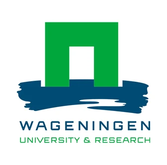 Logo of Wageningen University & Research featuring a green arch above blue abstract shapes, with the name in bold below.