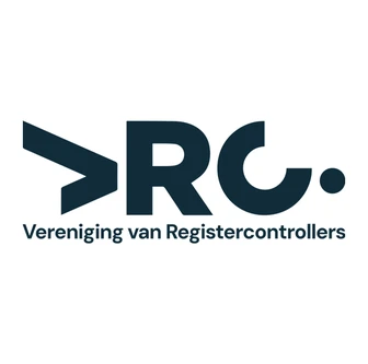 Logo of "Vereniging van Registercontrollers" with stylized letters "RC" and an arrow design on the left.
