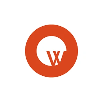 Red circle logo with a white cut-out of a lowercase 'w' and a semicircle, creating a minimalist design on a white background.