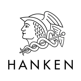 Profile of a winged helmeted figure with a caduceus, above the word "HANKEN" in bold capital letters.