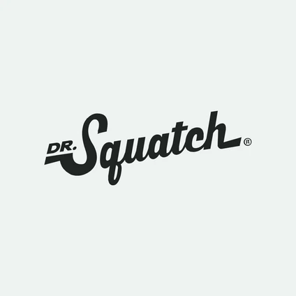 "Dr. Squatch" logo in black cursive text on a light gray background.
