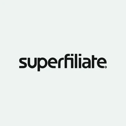 The image displays the word "superfiliate" in bold, black lowercase letters on a light gray background.