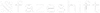 Logo with the word "fazeshift" in lowercase, featuring a stylized "f" made of diagonal lines on the left, all in white on a black background.