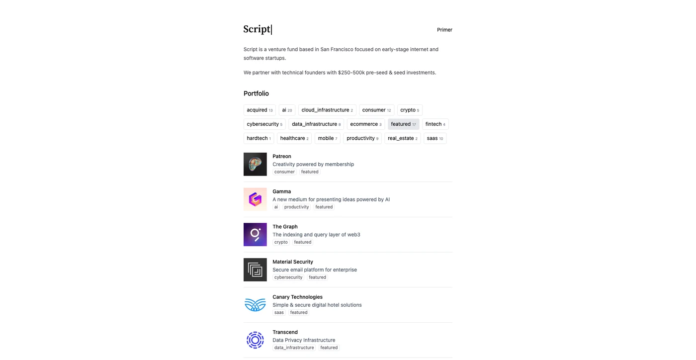 Image of Script Capital - Top VCs in SaaS