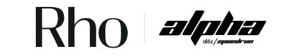 The image displays the word "Rho" in elegant serif font next to "alpha" in bold, italicized text with a stylized design underneath.