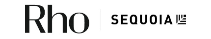 Logos of "Rho" with black text and "SEQUOIA" with a stylized tree emblem on the right.