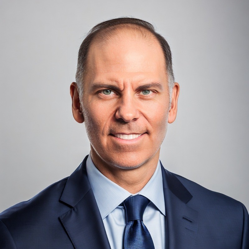Author headshot of a smiling man in a suit and tie against a gray background.