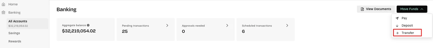 Dashboard displaying earnings with sections for average transaction, pending transactions, approved rewards, and a transfer option highlighted.