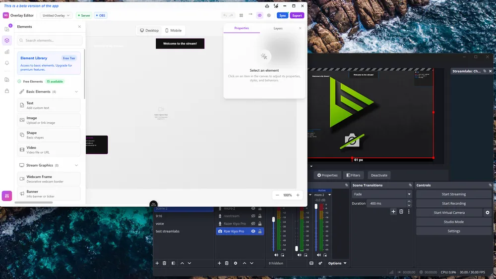 Overlay Editor Upgrade and Live OBS Preview