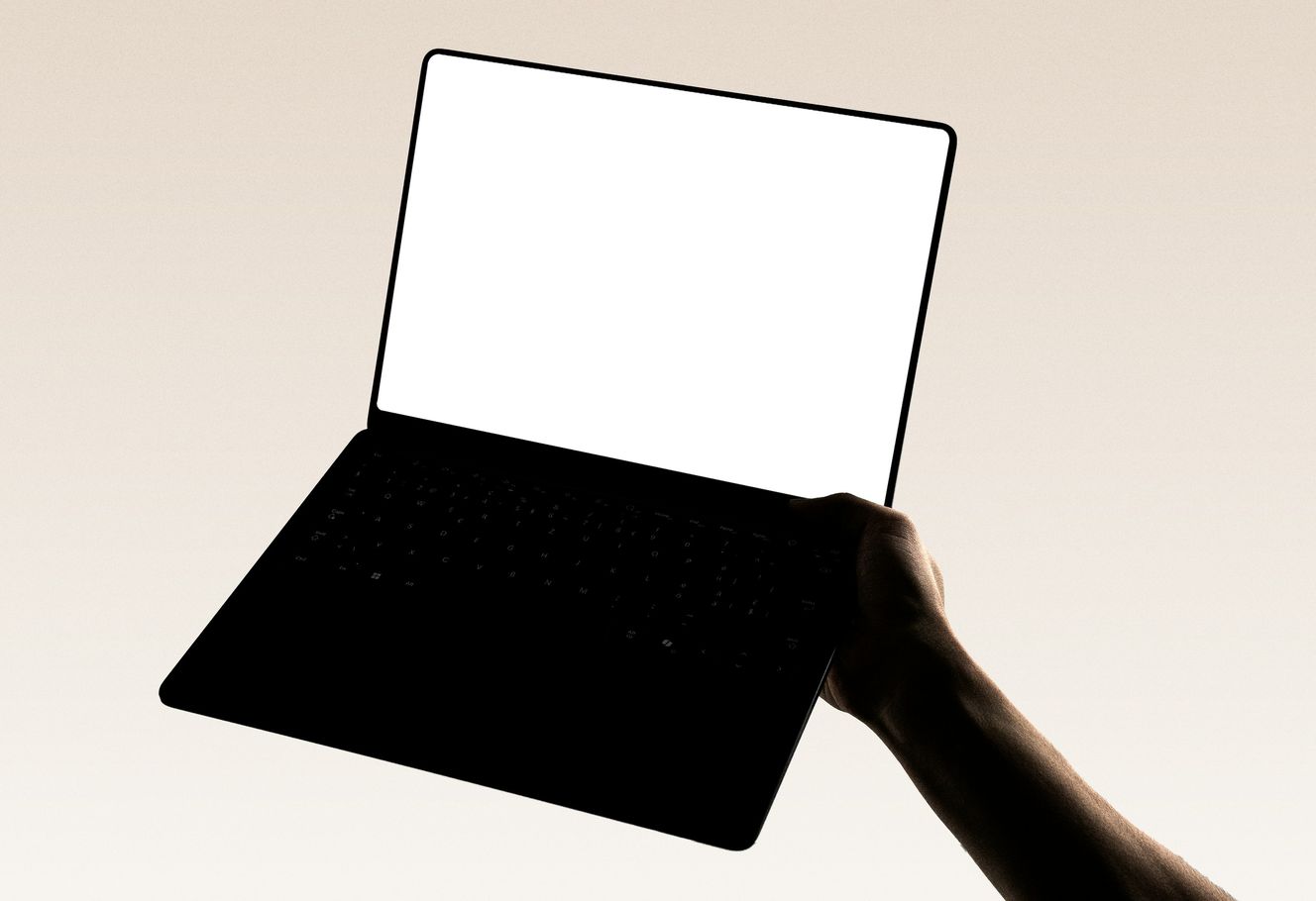 A laptop with a blank screen