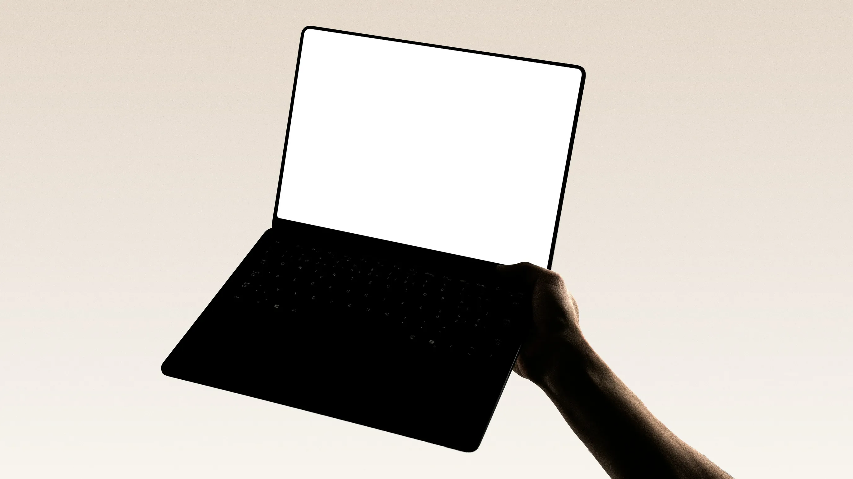 A laptop with a blank screen