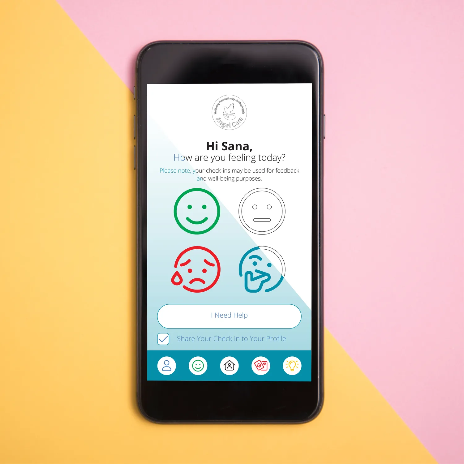 Visiting Angels app wireframe