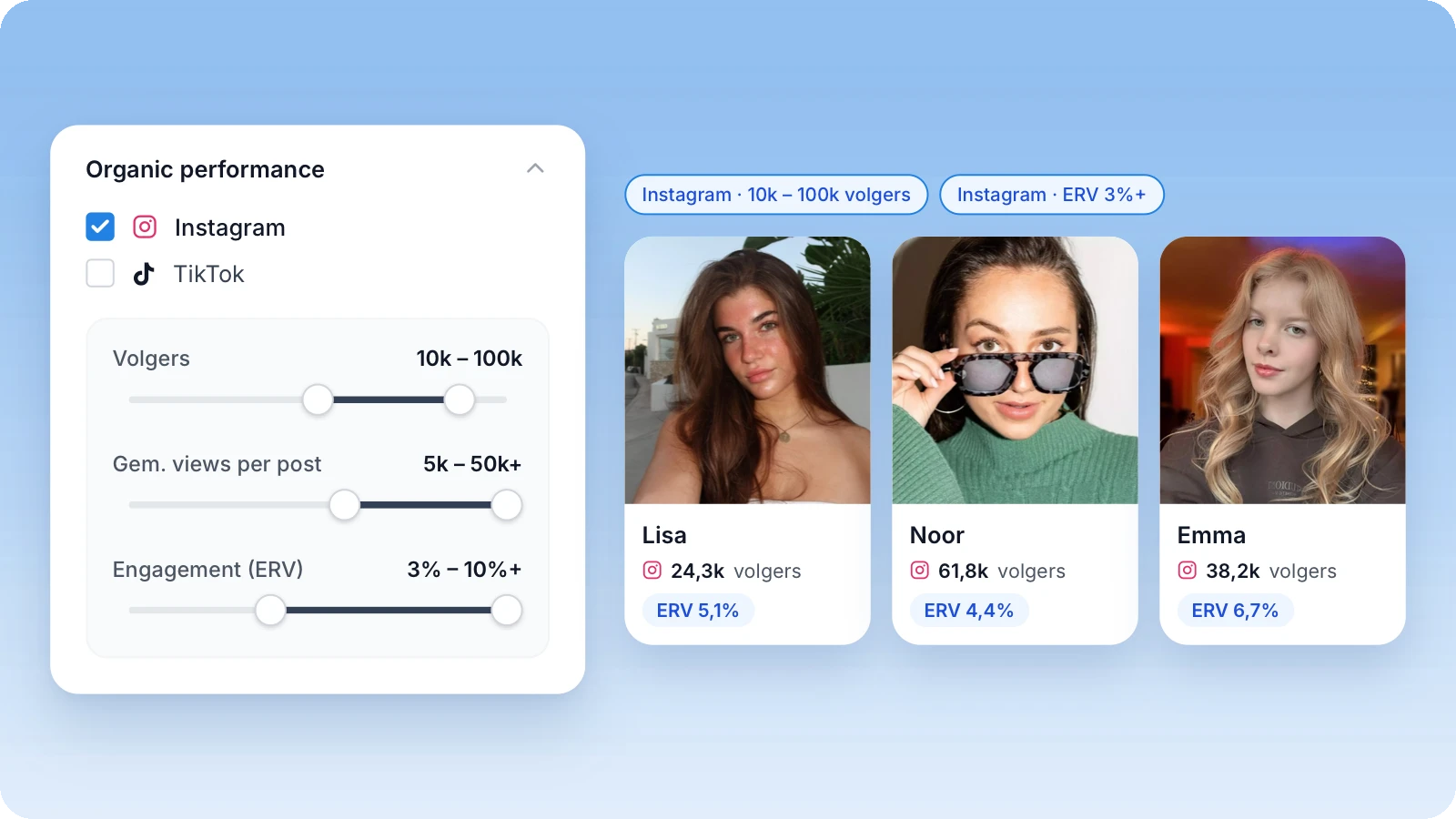 Merken filteren bij Vind creators op volgers, views per post en engagement Merken filteren bij Vind creators op volgers, views per post en engagement