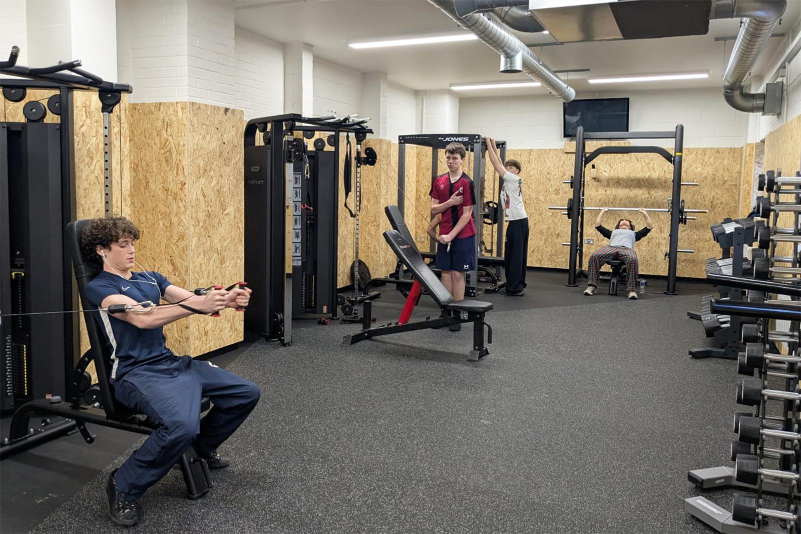 Bedales students using the new gym facilities