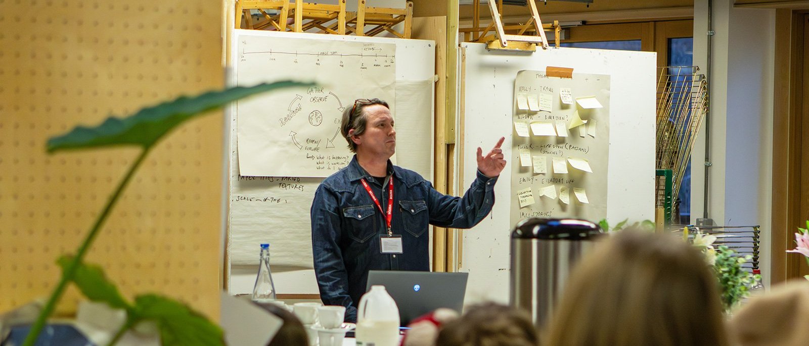 Joel Smith speaking to students at Bedales School