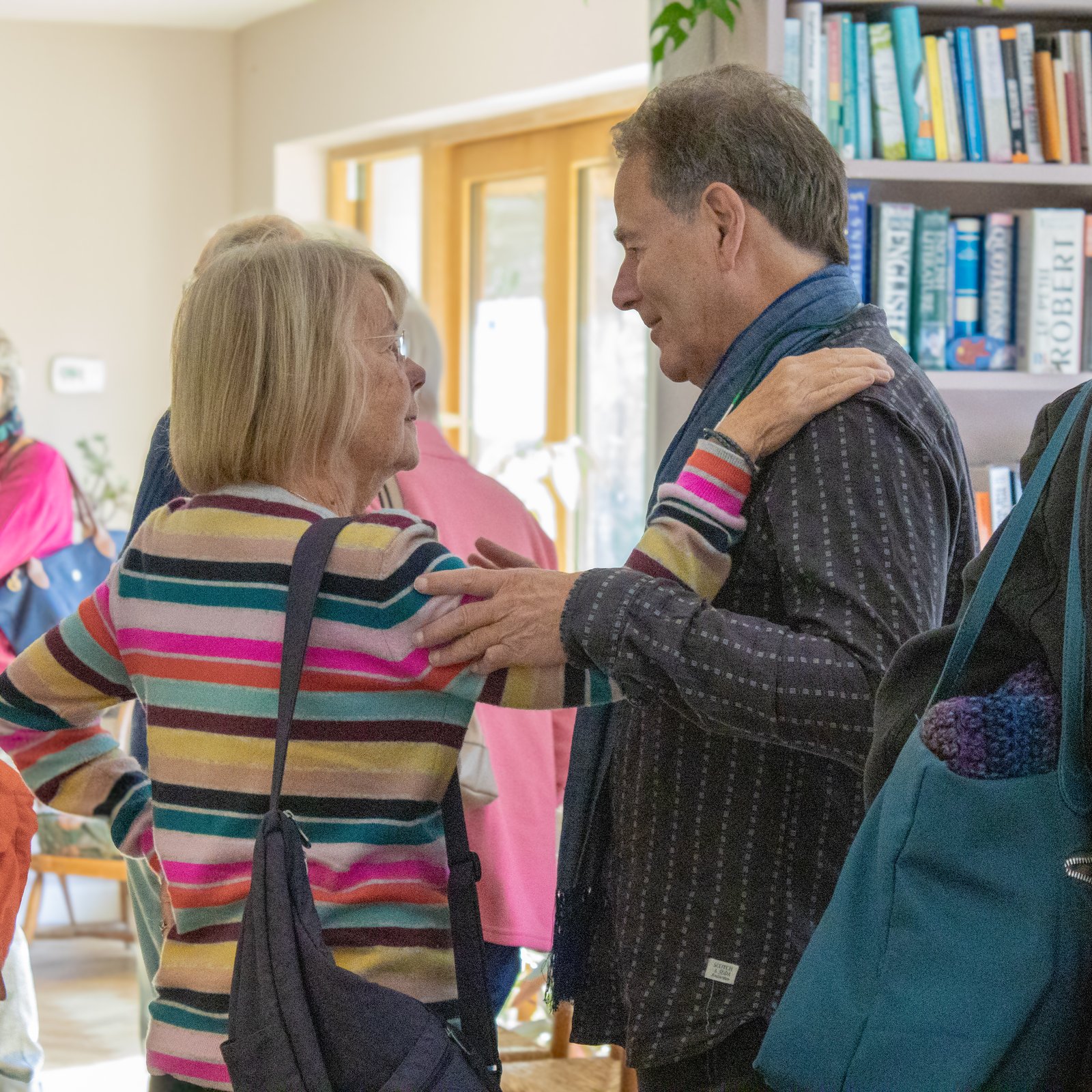 Bedales alumni embracing at reunion