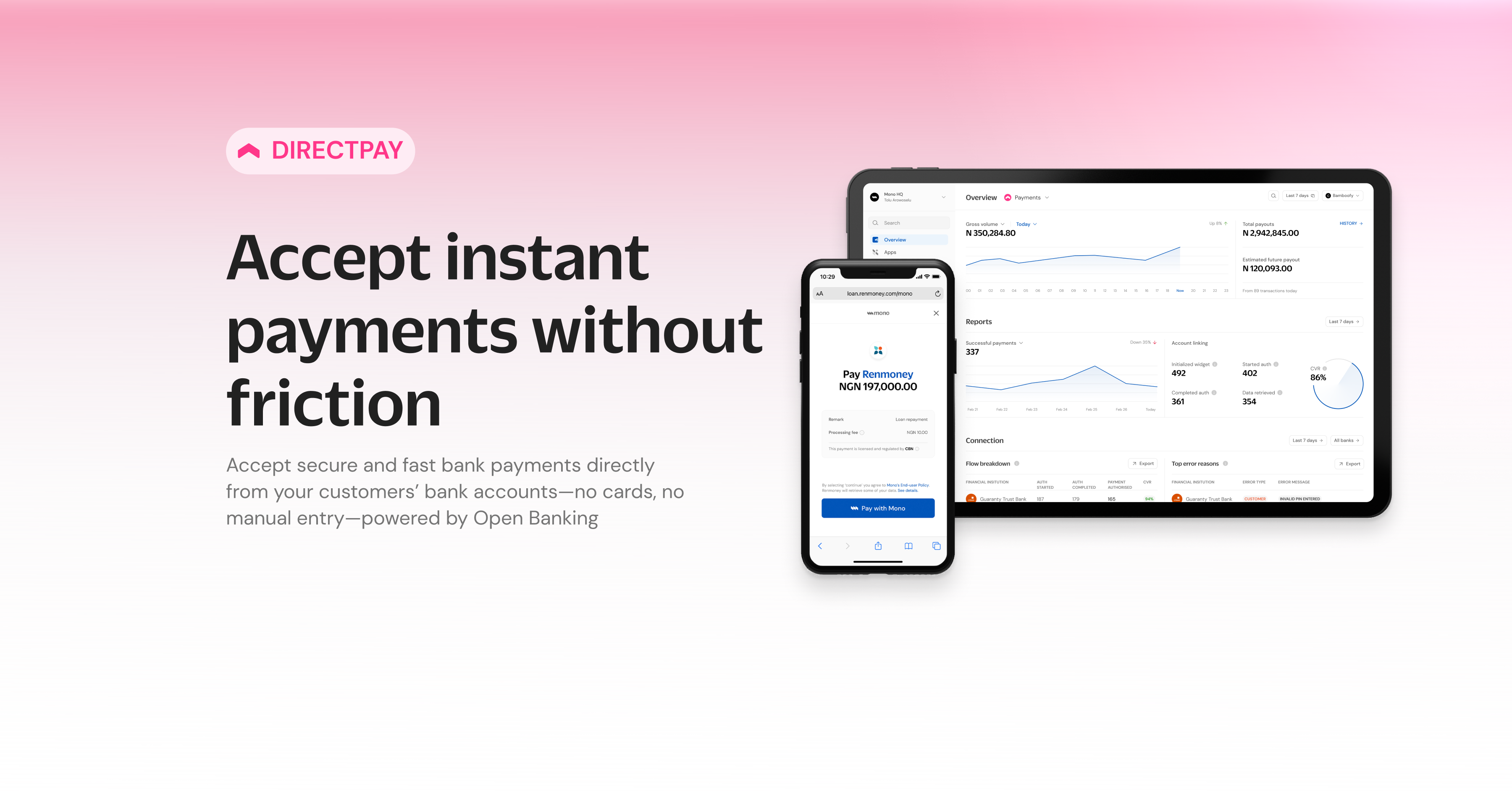 Accept instant payments without friction