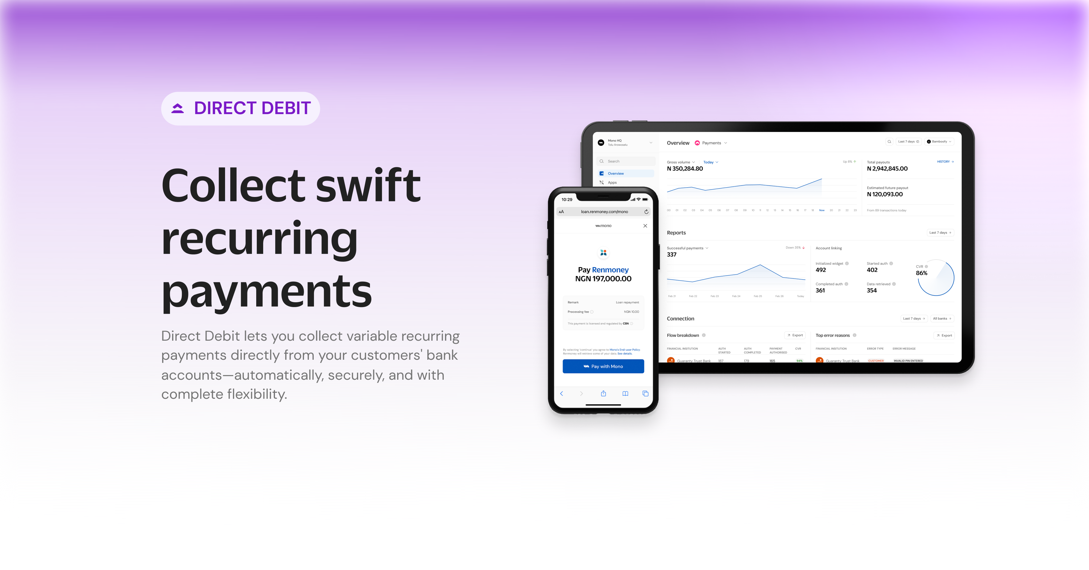 Direct Debit Collection Collect swift recurring payments