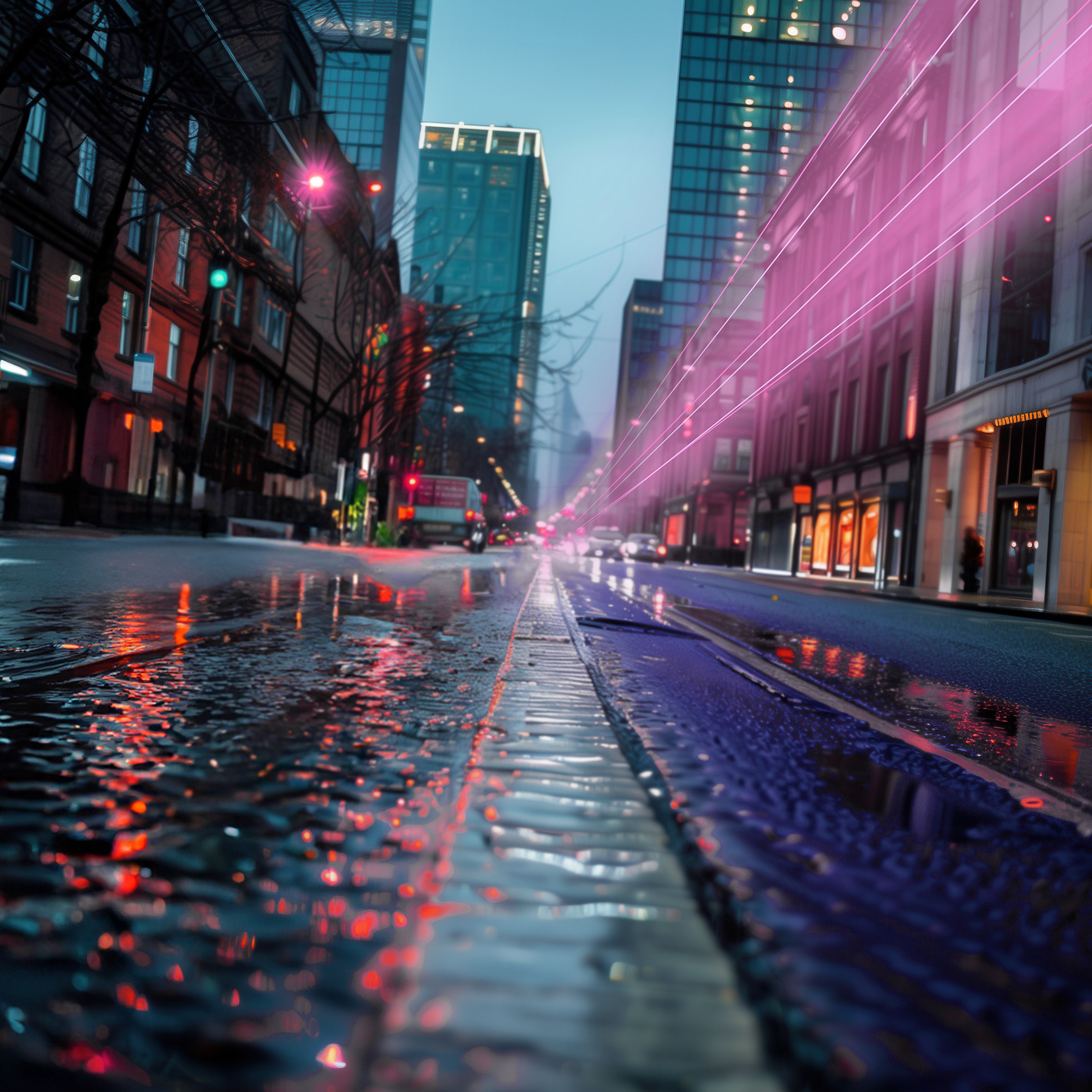 Rainy city street
