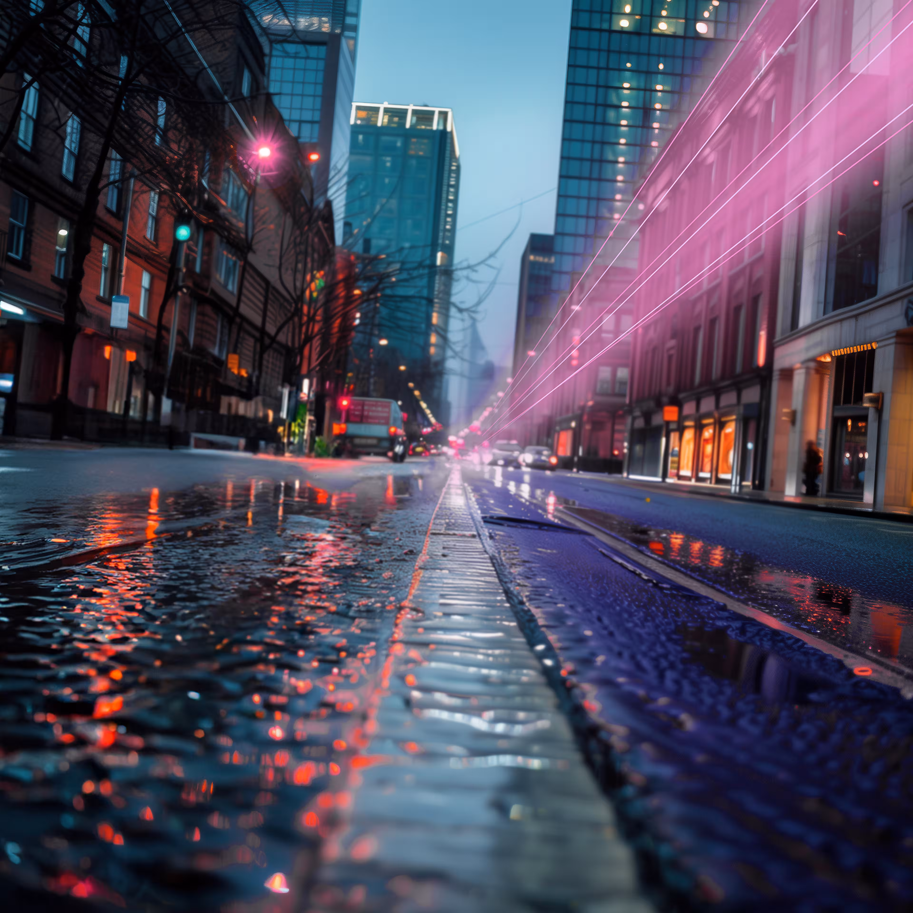 Rainy city street