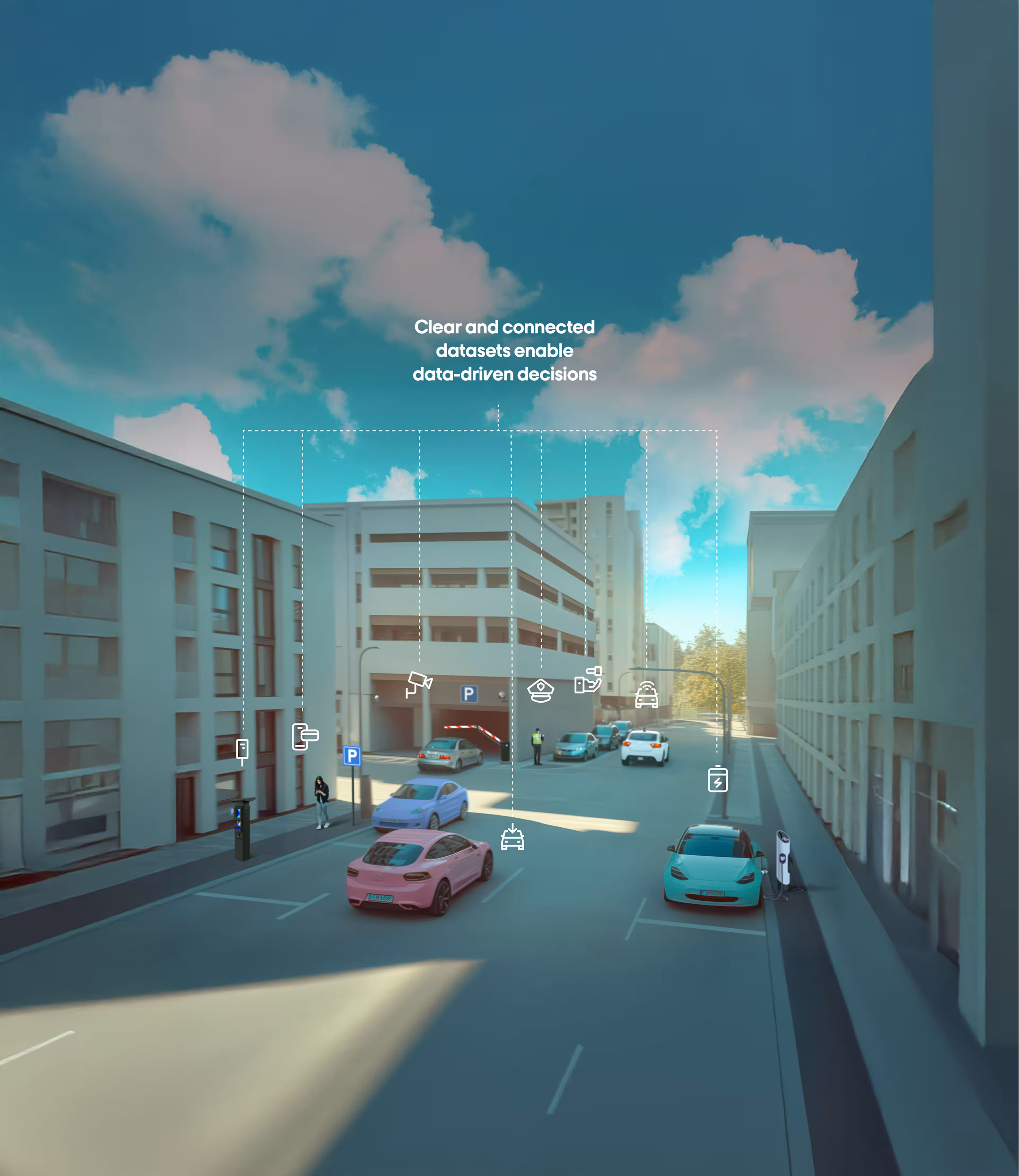 City street and vehicles