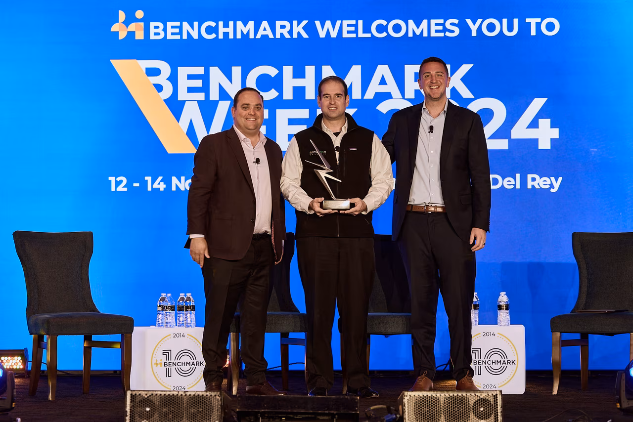 Image for The Award was presented by Benchmark Chief Executive Officer, Simon Moores at the opening of Benchmark Week 2024. 