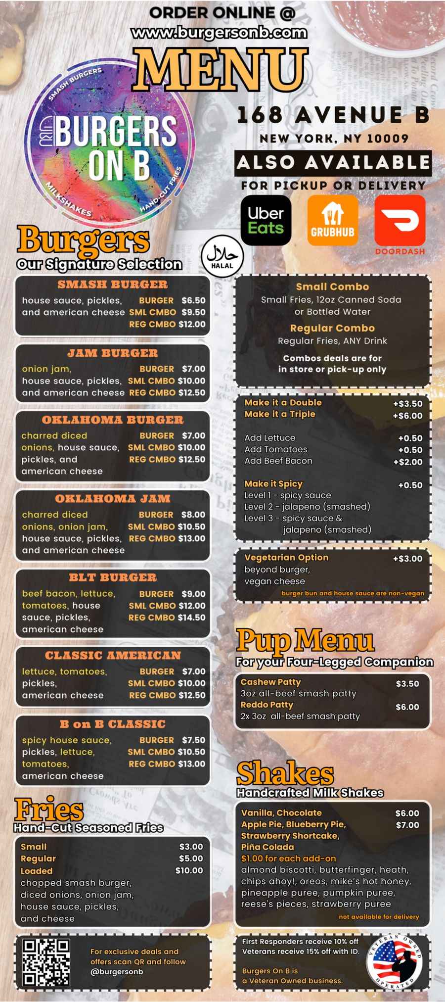 Burgers on B Online Menu