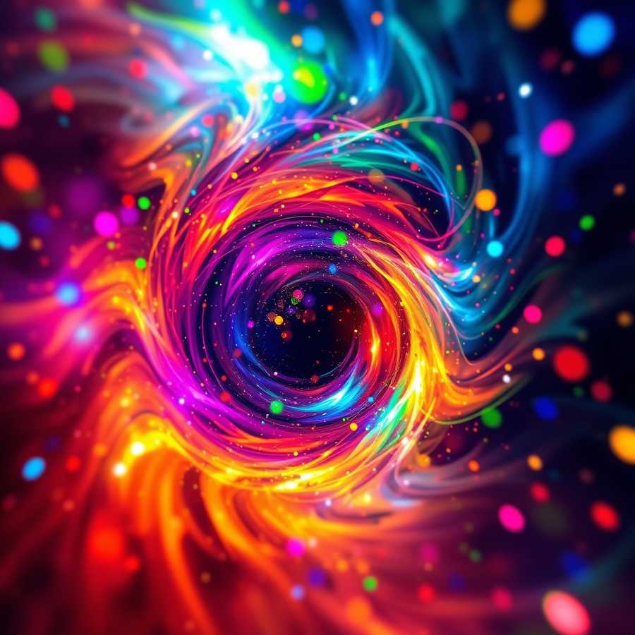 A vibrant, swirling vortex of colors and lights that represent the dynamic and ever-changing nature of the conversation.