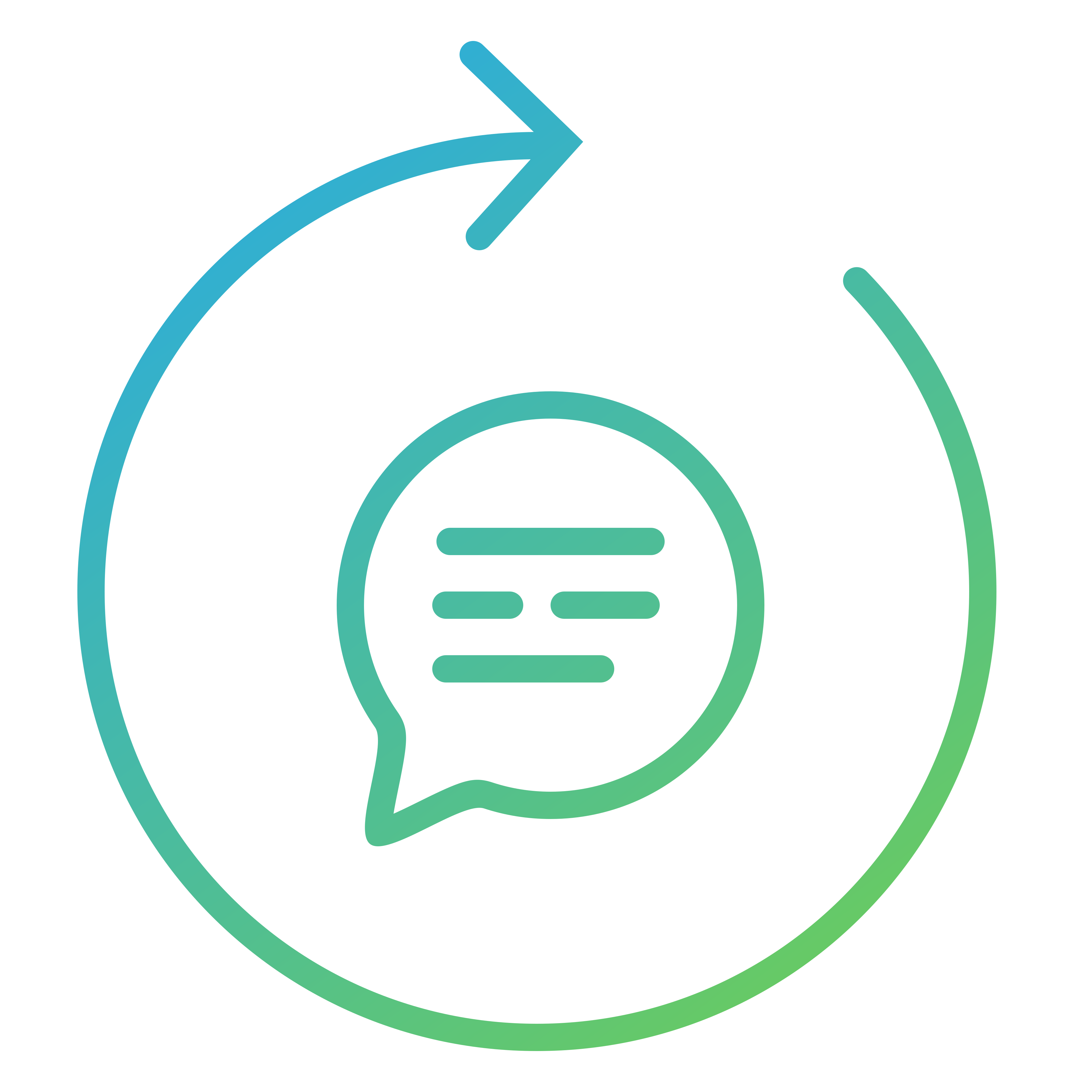 Chat bubble in a circular arrow