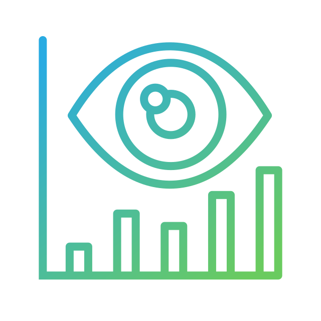 bar chart surmounted by an eye