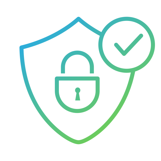 Shield with a lock and checkmark icons