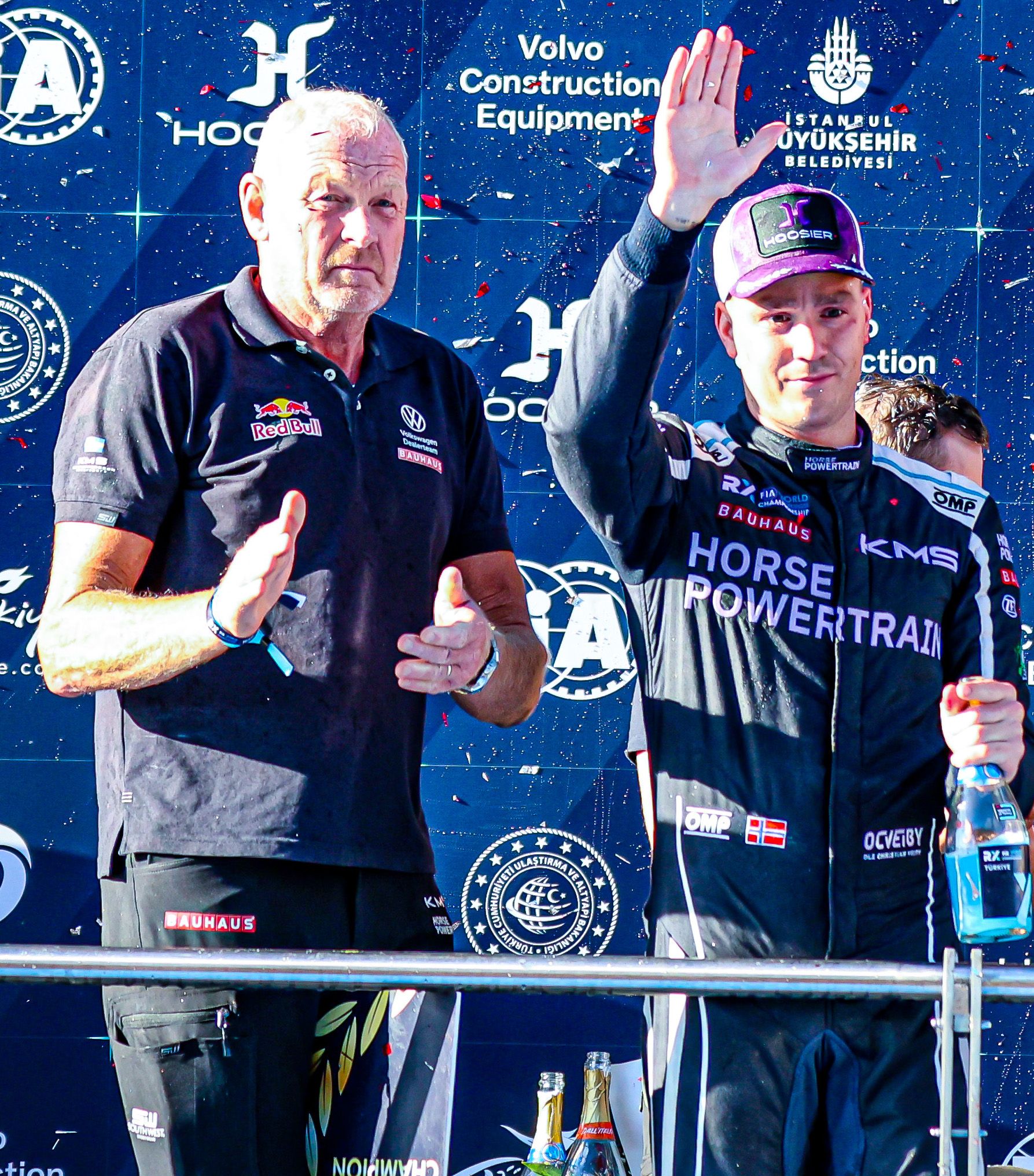Tommy Kristoffersson and Ole Christian Veiby on the podium at World RX of Türkiye in 2025 (1)