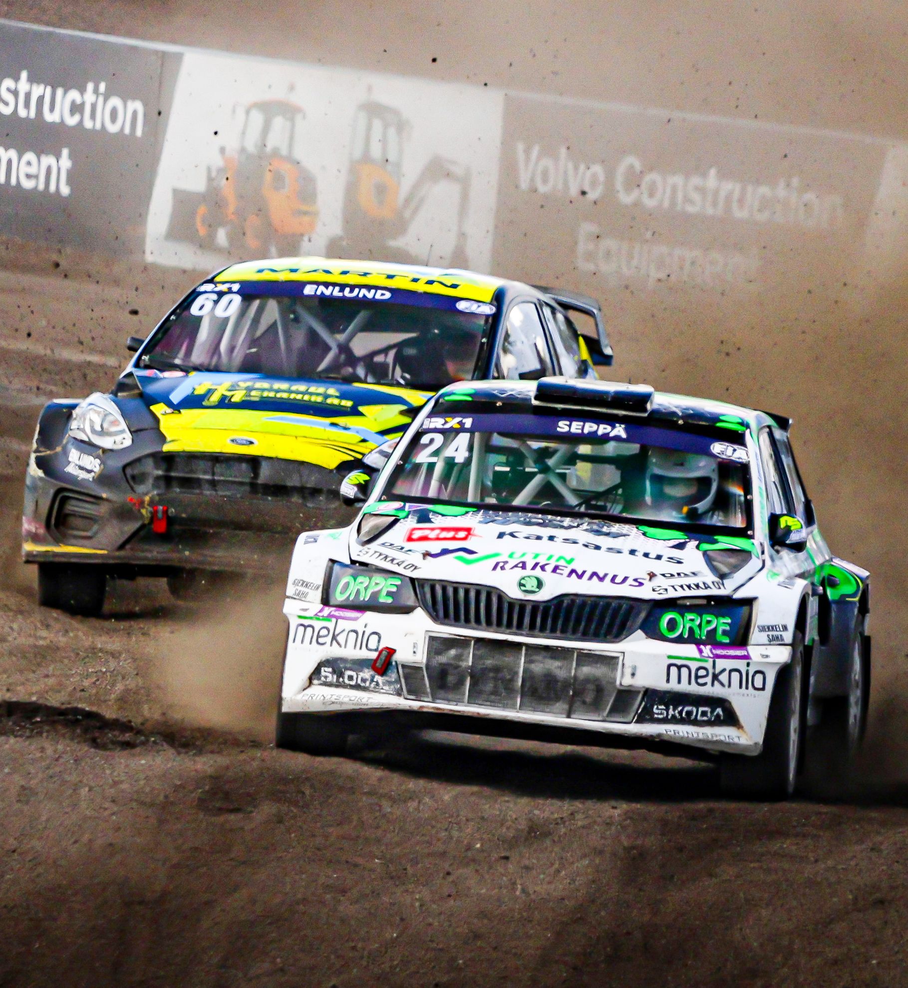 Rising stars of Euro RX1, Anton Seppä and Martin Enlund locked in battle