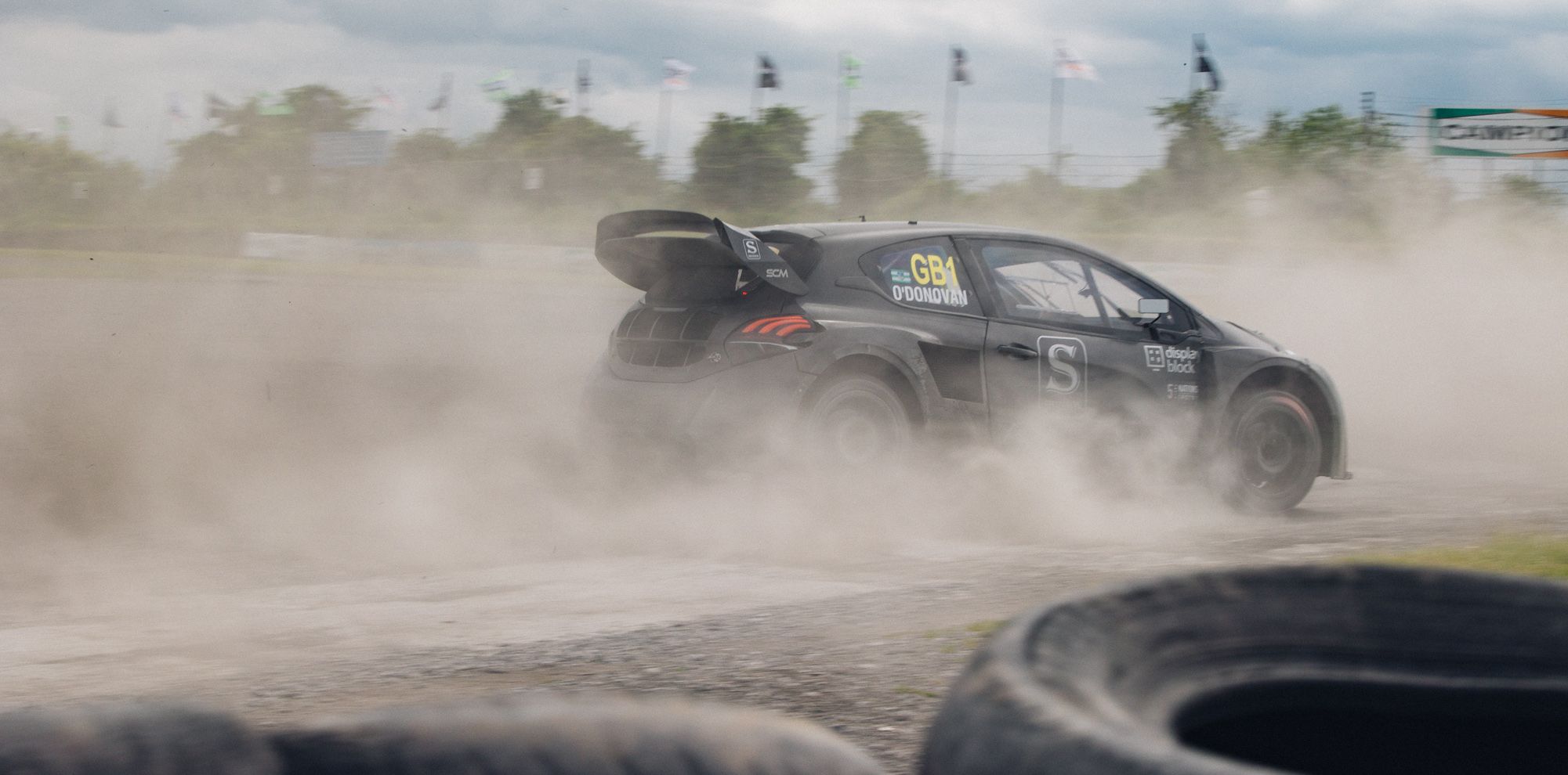 Multiple British Rallycross Champion Patrick O'Donovan in action at Mondello Park in Ireland