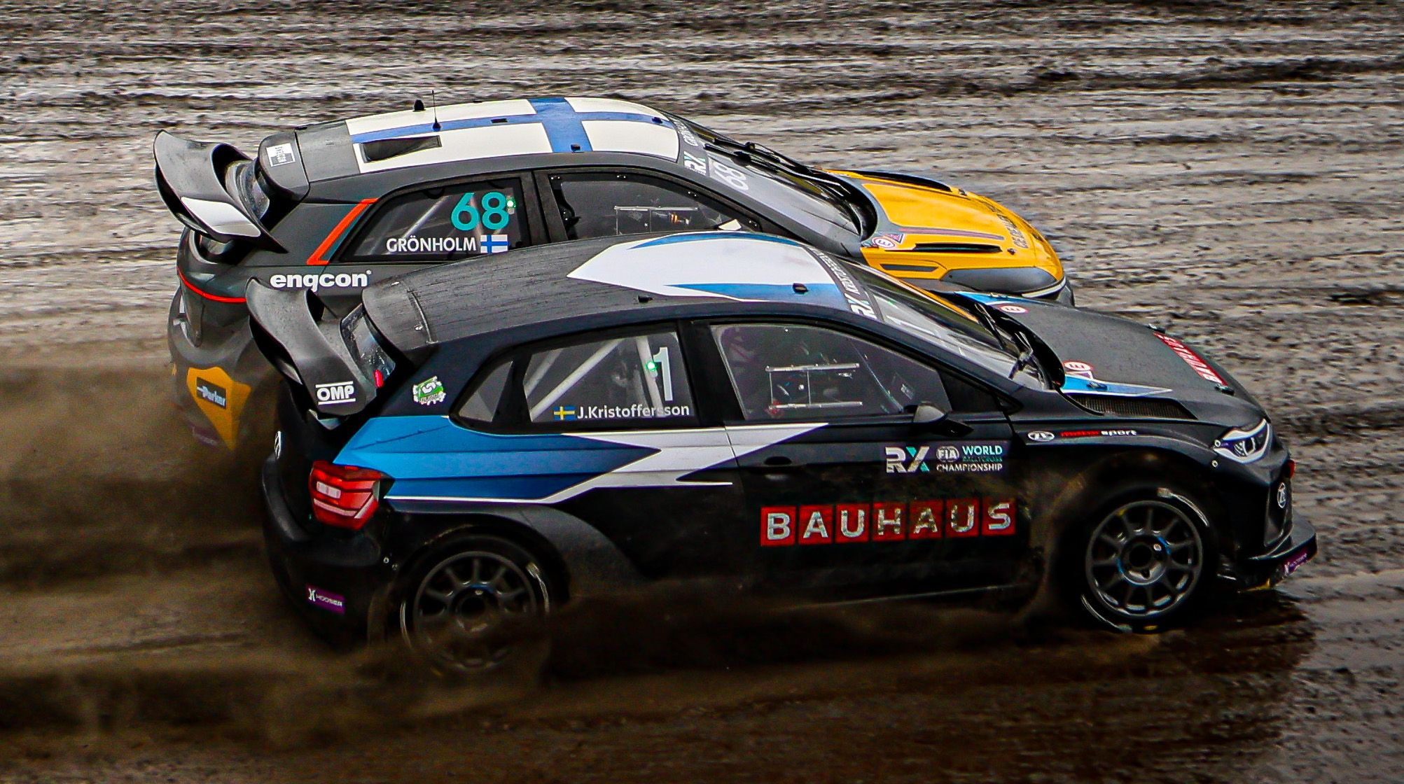Johan Kristoffersson and Niclas Grönholm duel wheel-to-wheel at World RX of Sweden in 2025