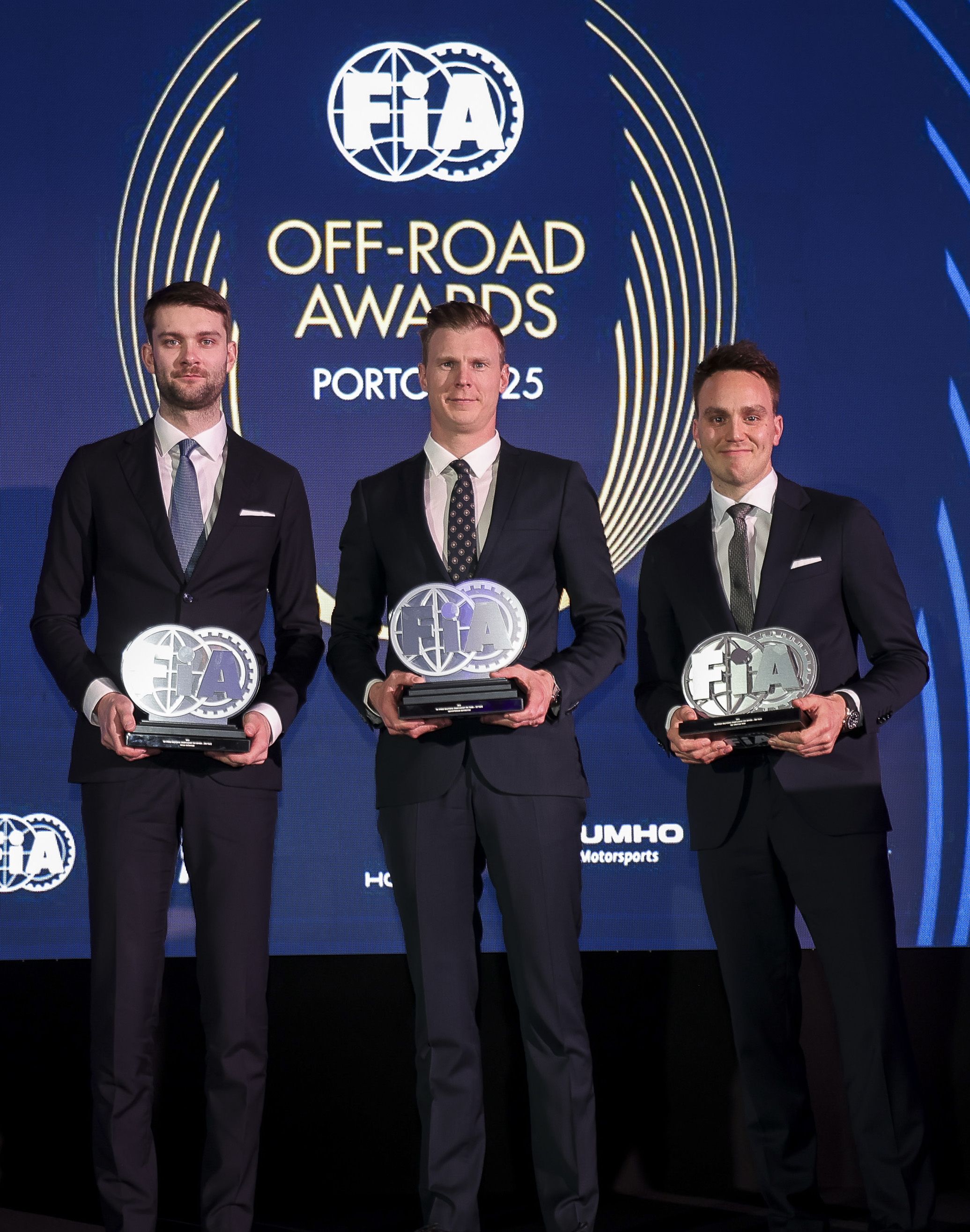 [L-R] Niclas Grönholm, Johan Kristoffersson and Ole Christian Veiby at the 2025 FIA Off-Road Awards