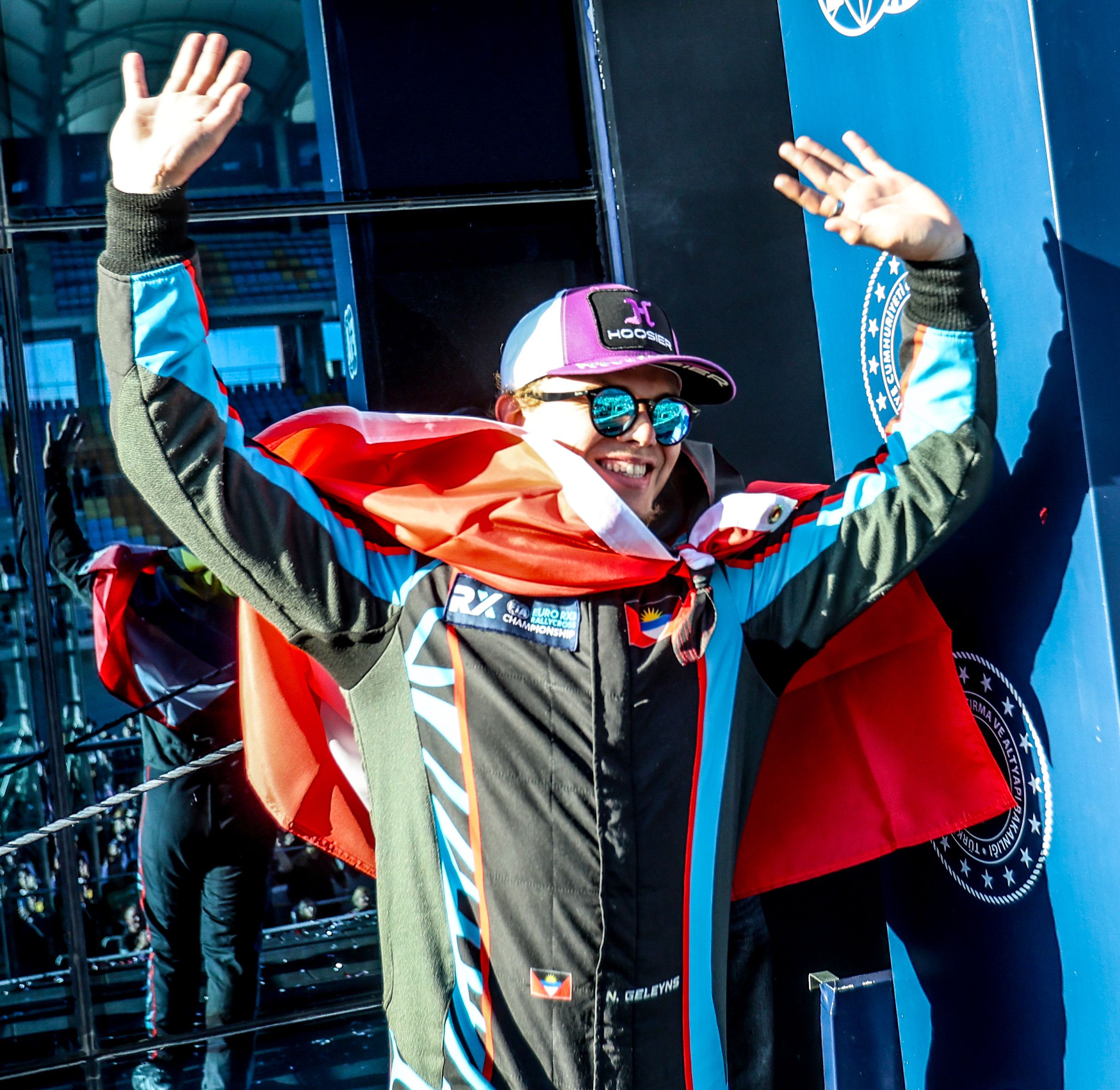 Nicolas Geleyns celebrates on the Euro RX3 podium at World RX of Türkiye in 2025
