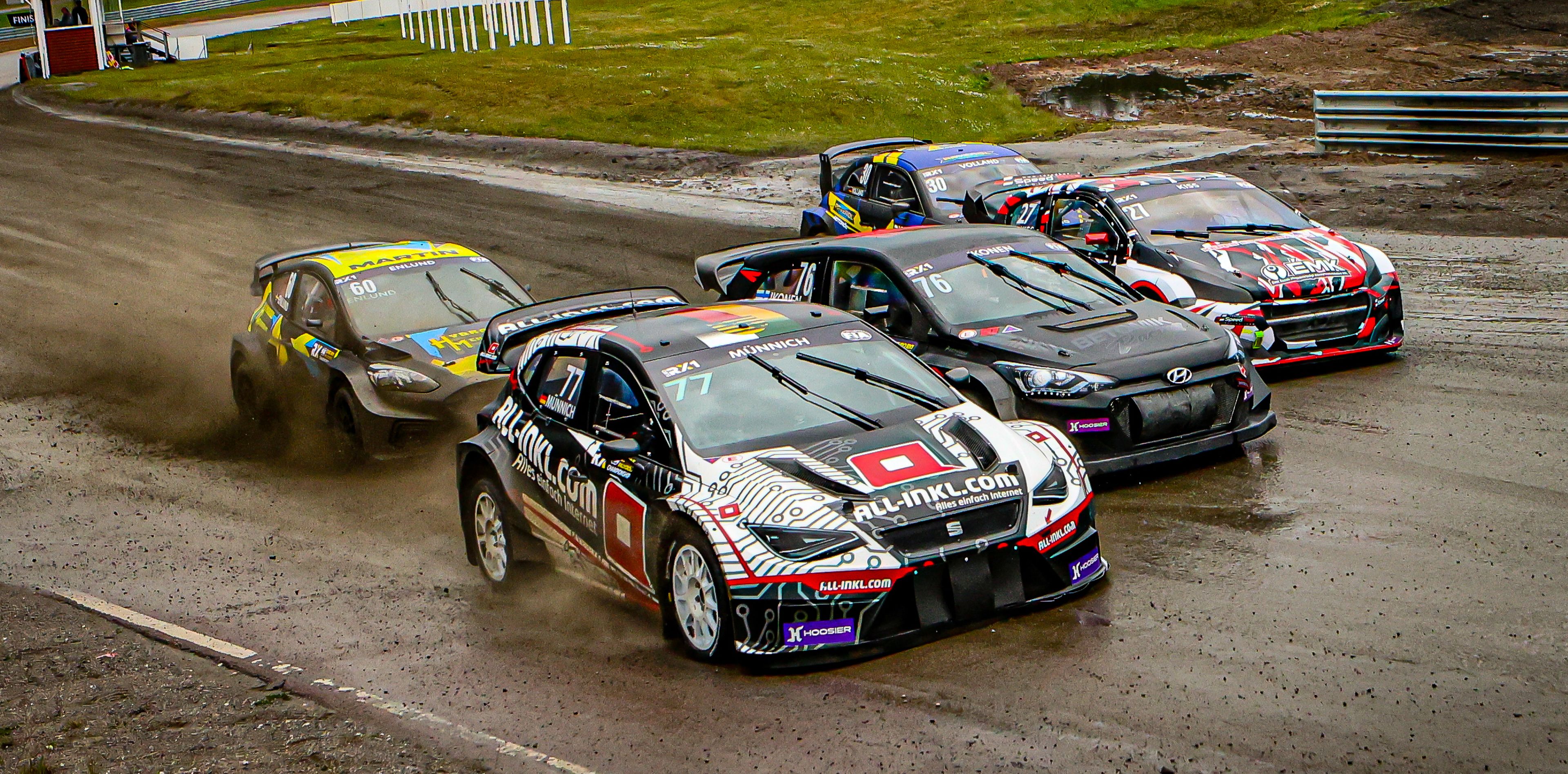 René Münnich leads the pack in Euro RX1 at Höljes in Sweden in 2025