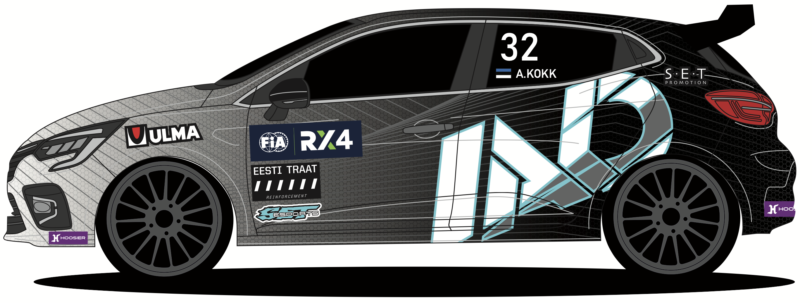 The SET Promotion-run Renault Clio that Albert Kokk will drive in the FIA European Rallycross Championship's Euro RX4 category in 2026
