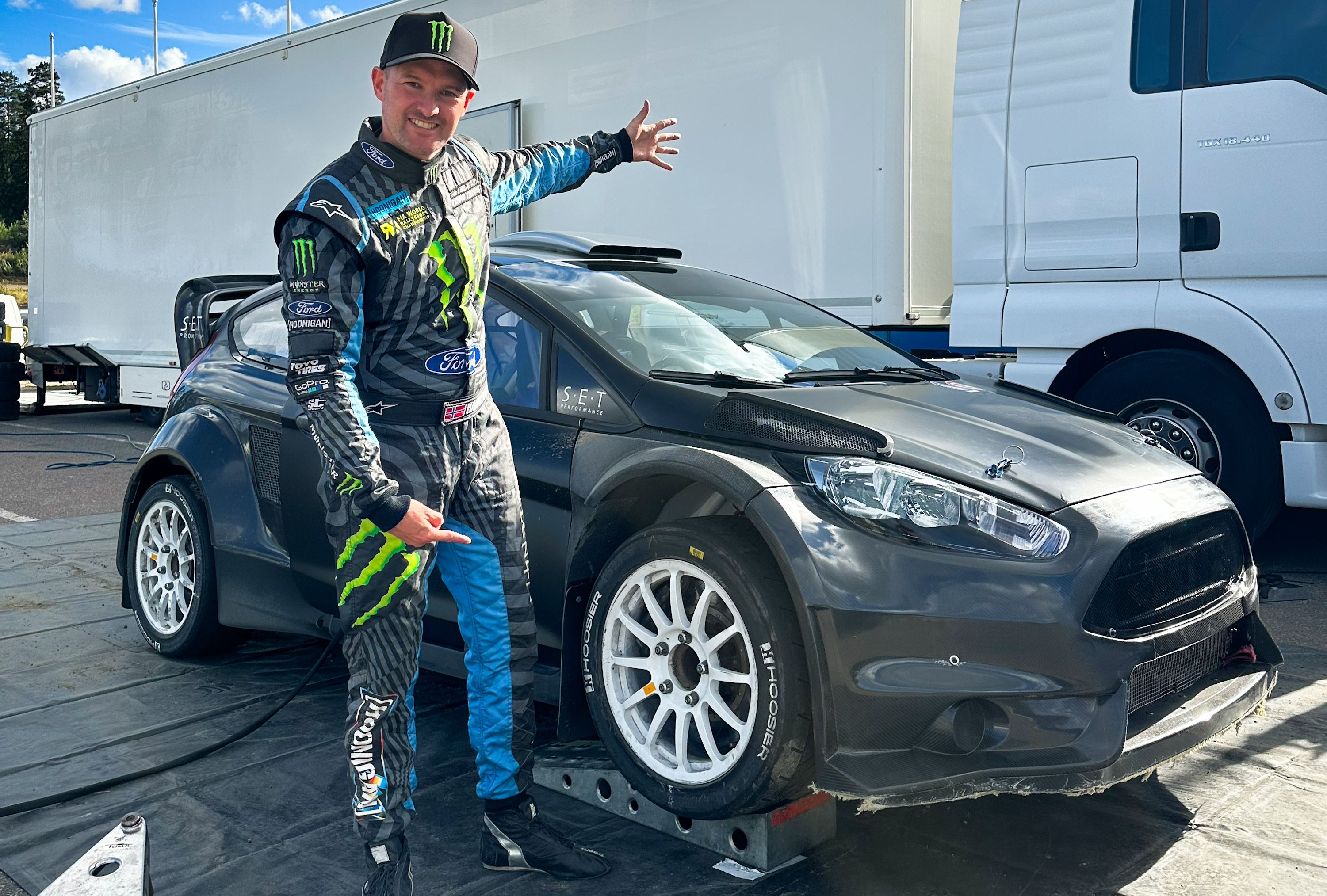 Former World Championship runner-up Andreas Bakkerud with the Ford Fiesta he will race in Euro RX in 2026