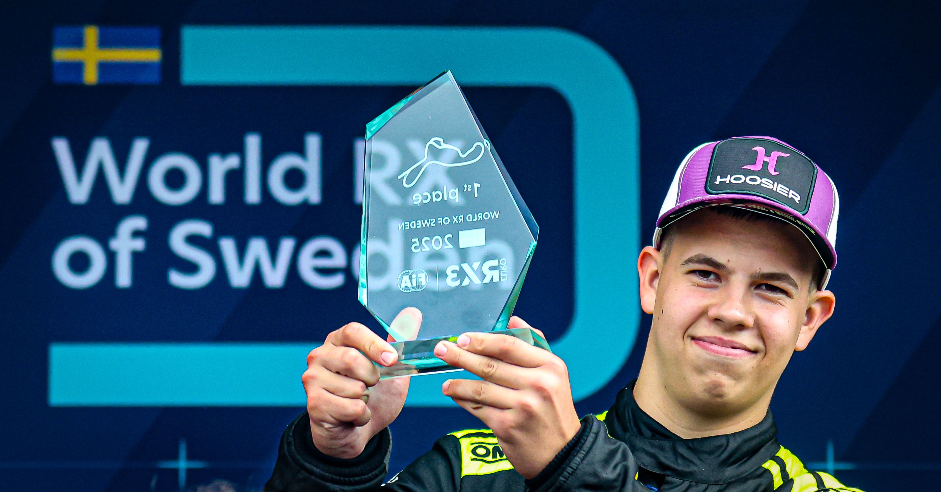 Rytis Gurklys celebrates Euro RX3 victory at Höljes in Sweden in 2025