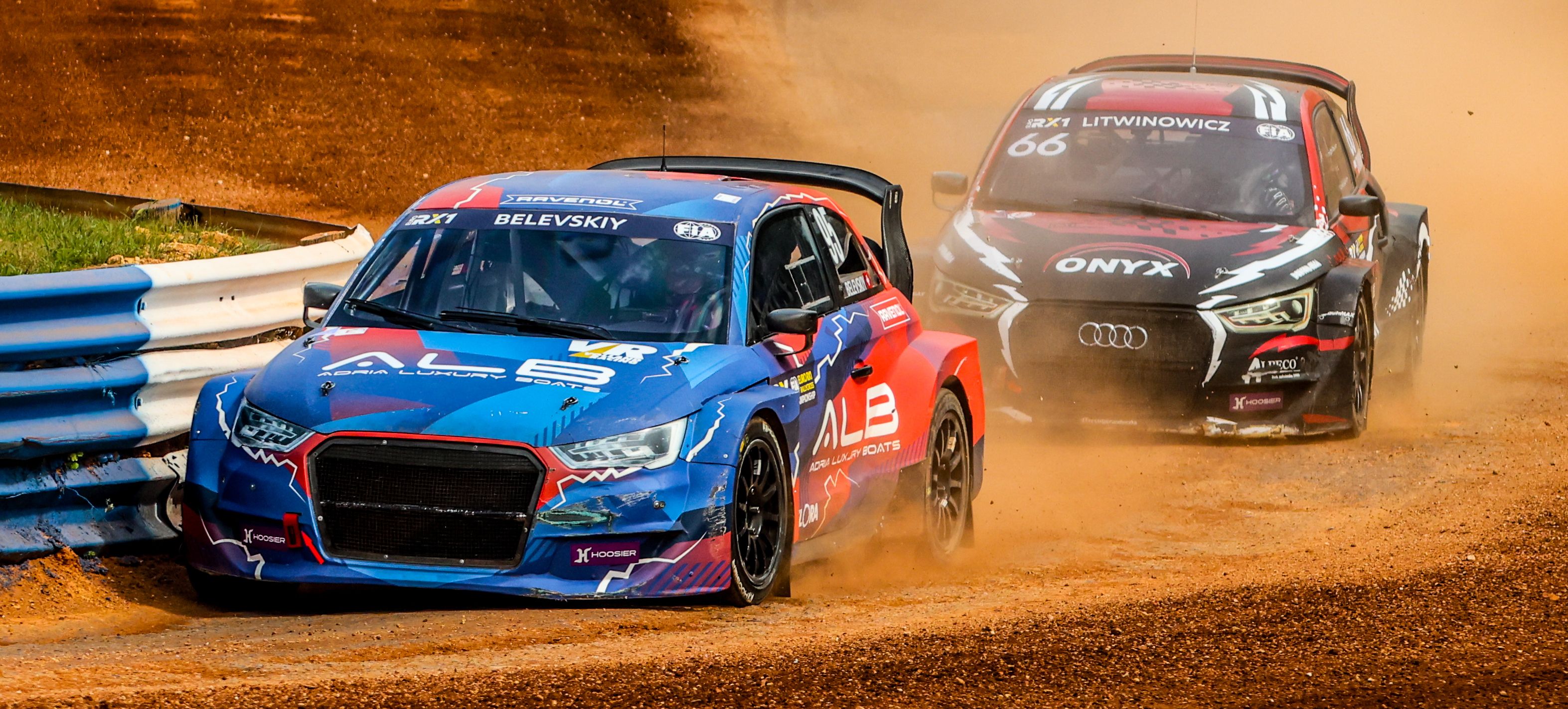 Yury Belevskiy leads Euro RX1 title rival Damian Litwinowicz at Nyirád in Hungary in 2025