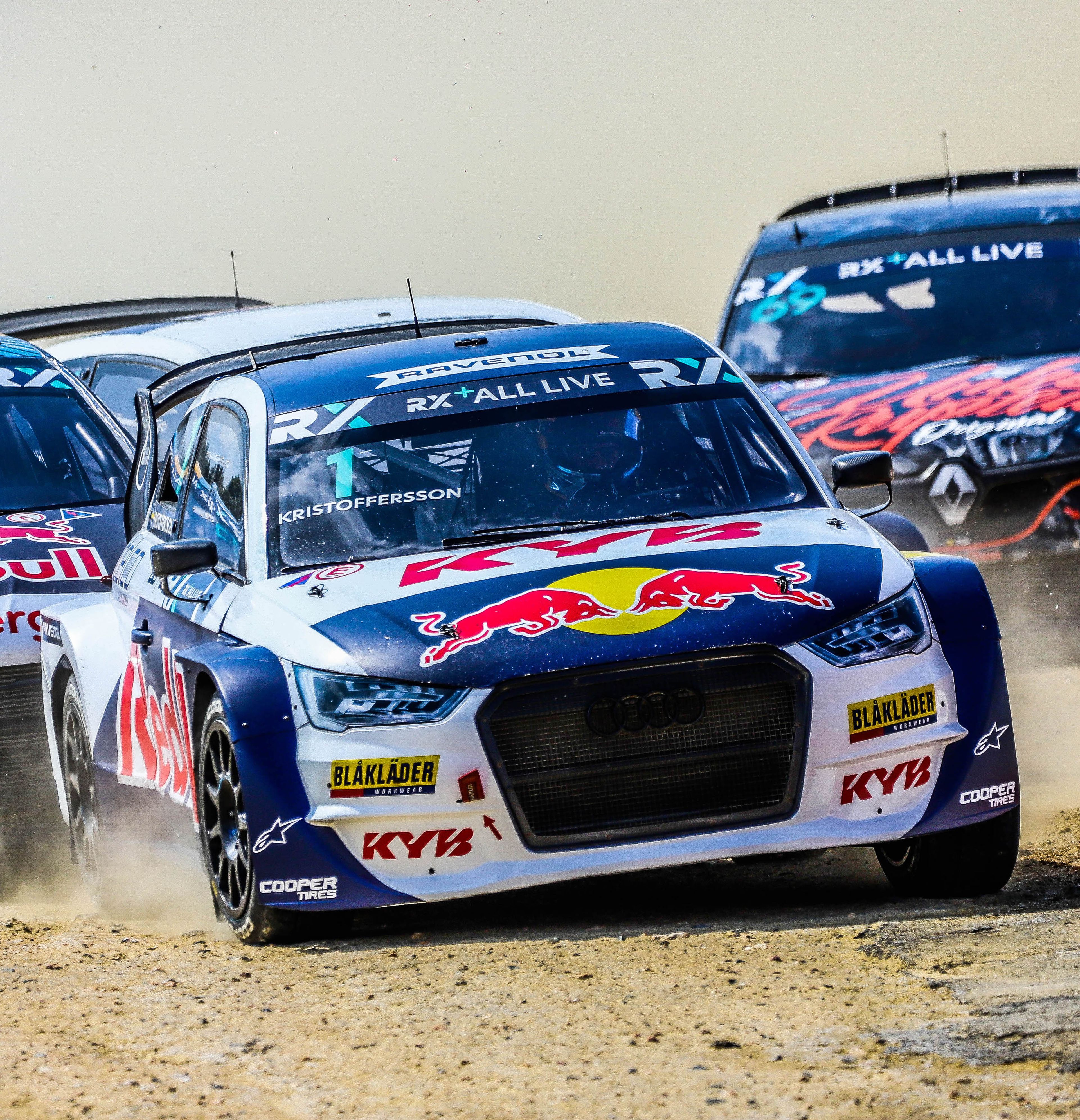 Multiple FIA World Rallycross Champion Johan Kristoffersson in action at Lohéac in France in 2021