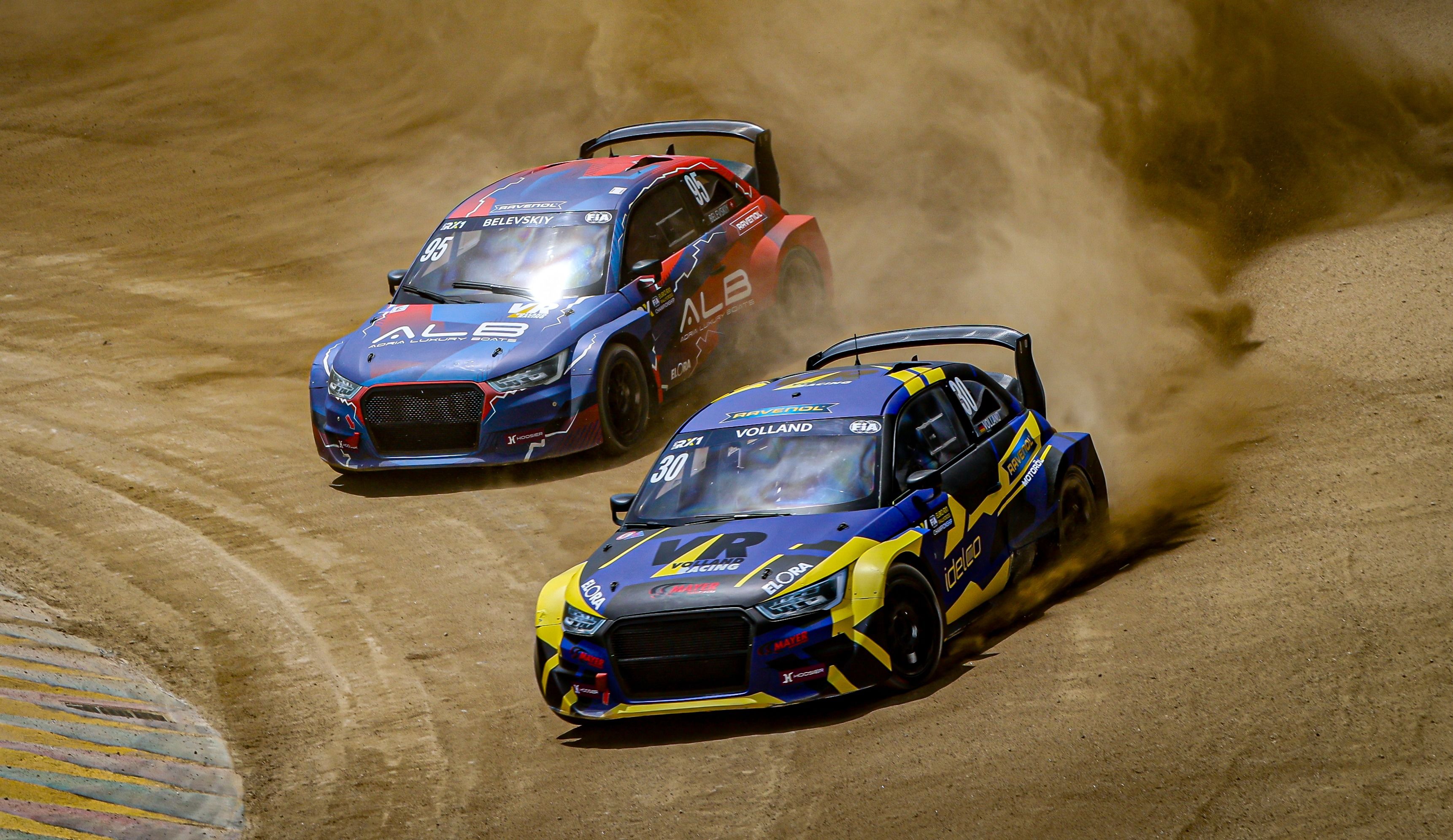 Nils Volland leads team-mate Yury Belevskiy in Euro RX1 battle at Lousada in Portugal in 2025 (2)