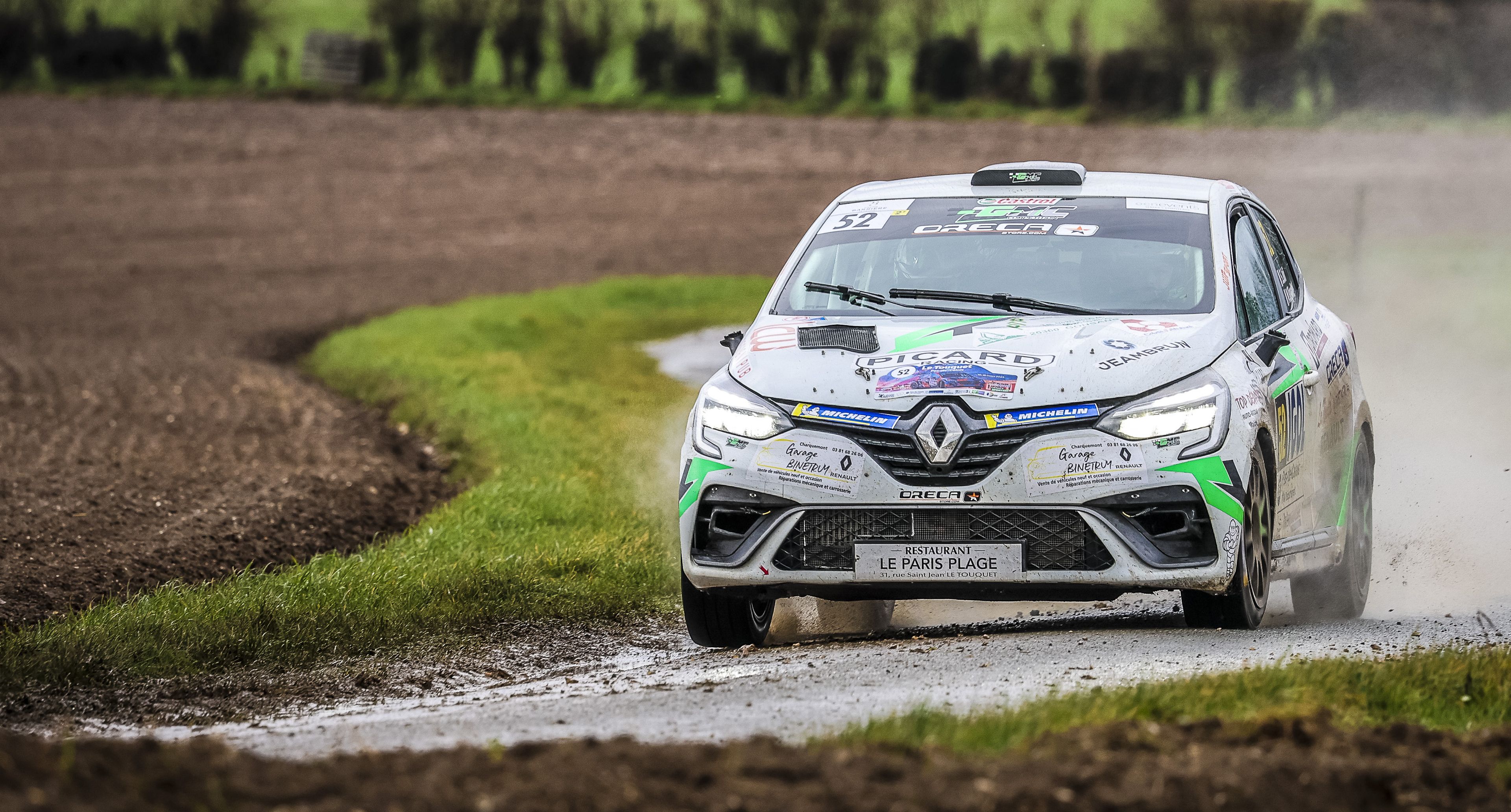 A Rally4 car in rallying action